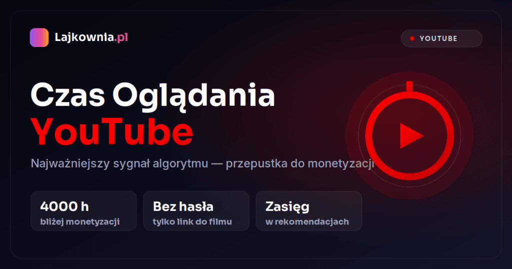 Kup czas oglądania YouTube - godziny oglądania w Lajkownia.pl