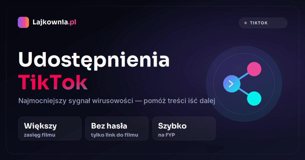 Kup udostępnienia TikTok - shares pod film w Lajkownia.pl