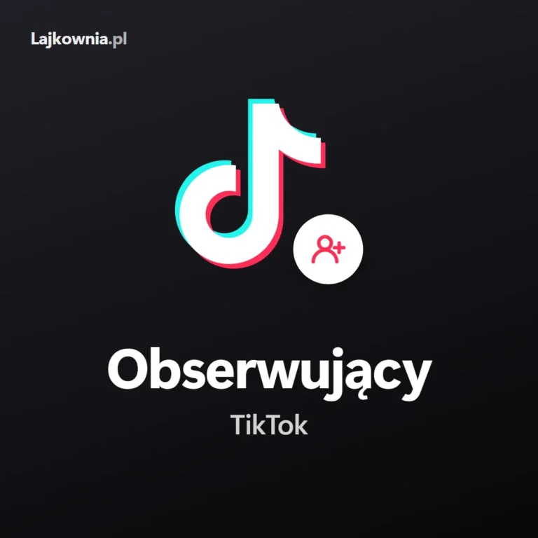 Logo TikToka z ikoną nowego obserwującego i napisem Obserwujący TikTok