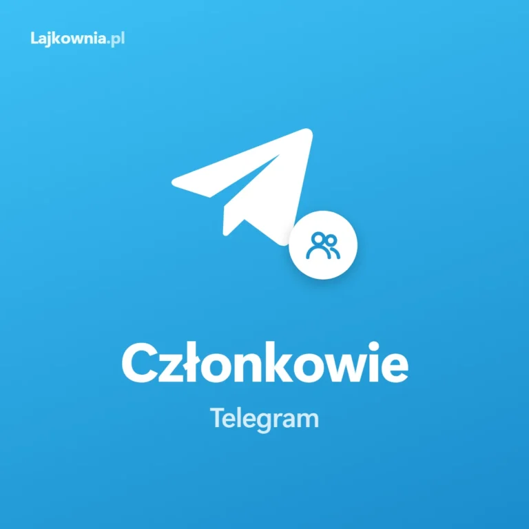 Logo Telegrama z ikoną grupy i napisem Członkowie Telegram, grafika usługi członkowie kanału lub grupy