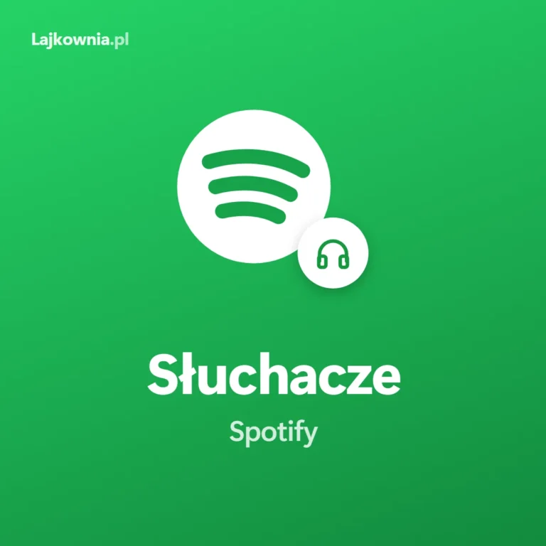 Logo Spotify ze słuchawkami i napisem Słuchacze Spotify, grafika usługi słuchacze miesięczni artysty