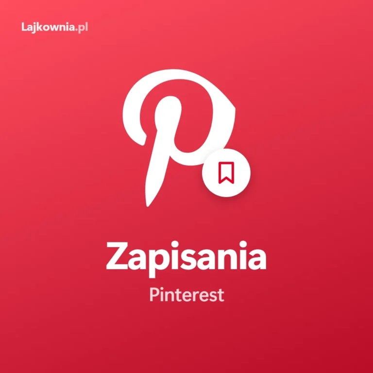 Logo Pinteresta z zakładką i napisem „Zapisania Pinterest”, zapisania pinu na tablicach